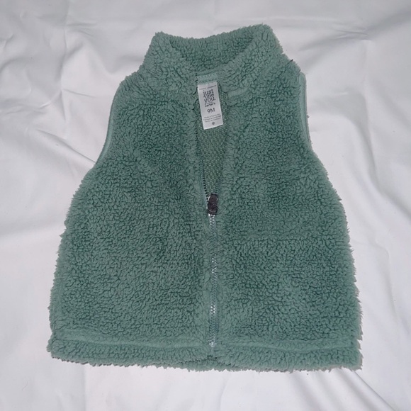 Carter’s Boys  Zip Up Sherpa Vest - Green - Size 9M - Boys Vest - Picture 1 of 3
